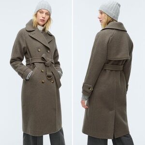 J.Crew Boiled-Wool Belted Trench Coat – Size 12